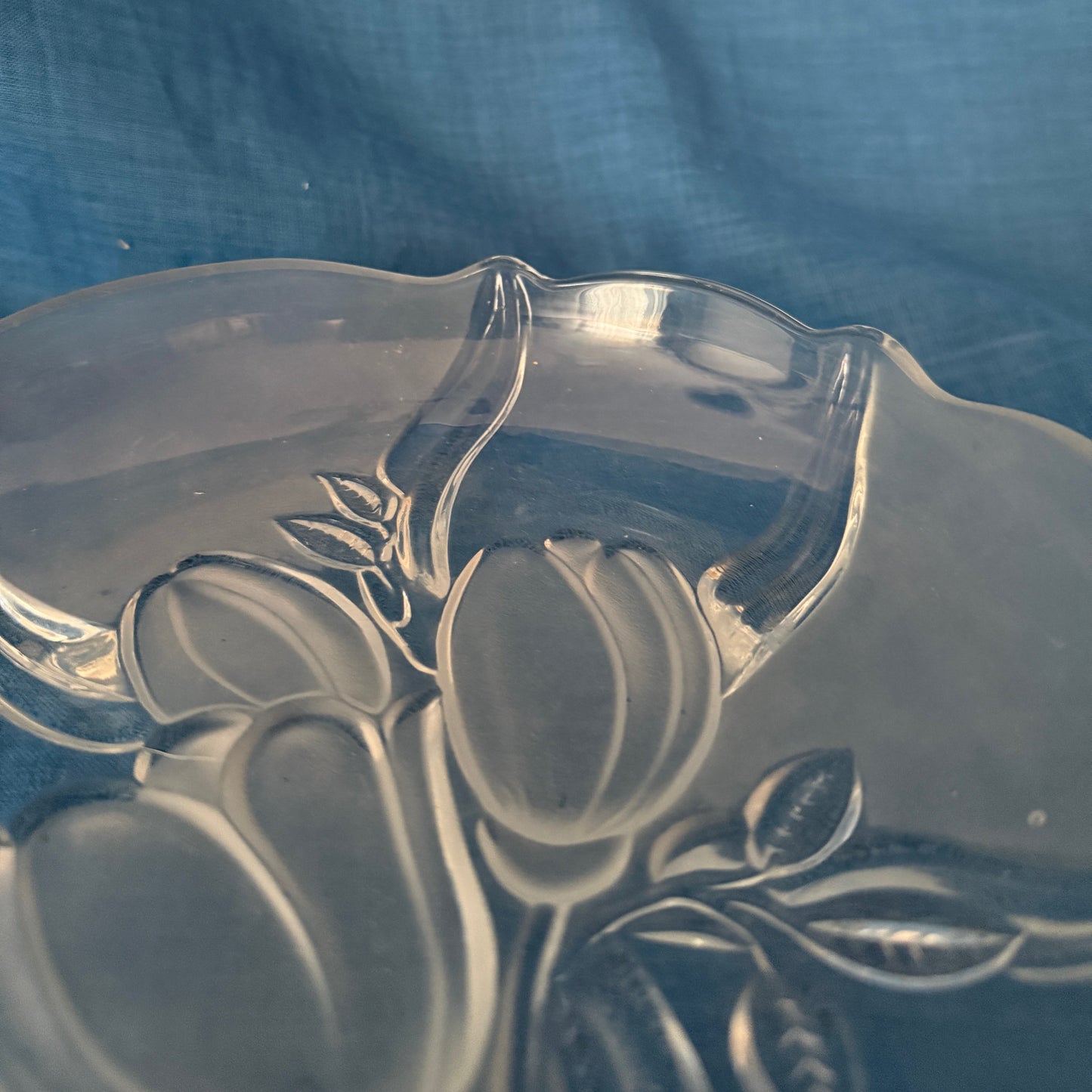 Glazen schaal bloemmotief Walther Crystal
