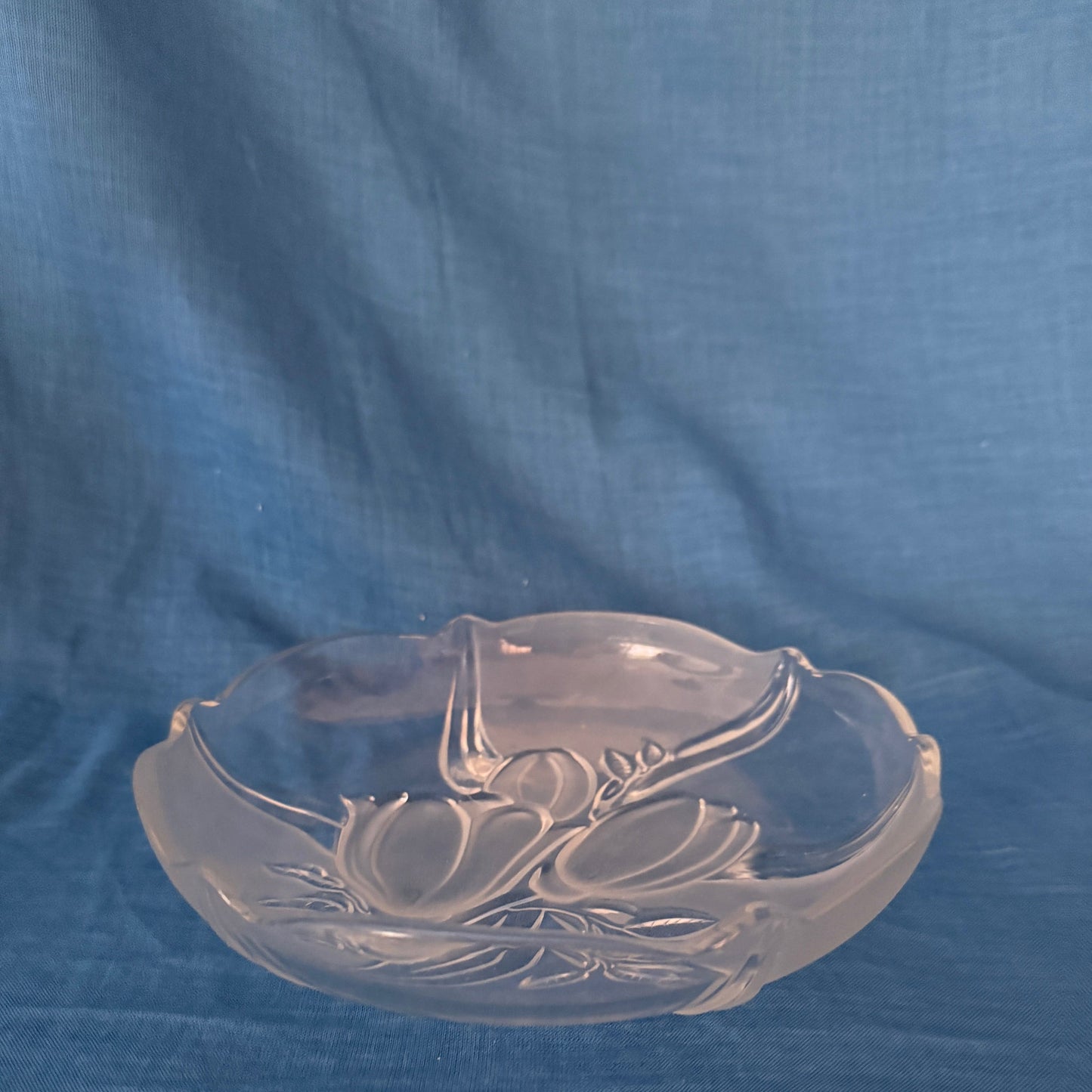 Glazen schaal bloemmotief Walther Crystal