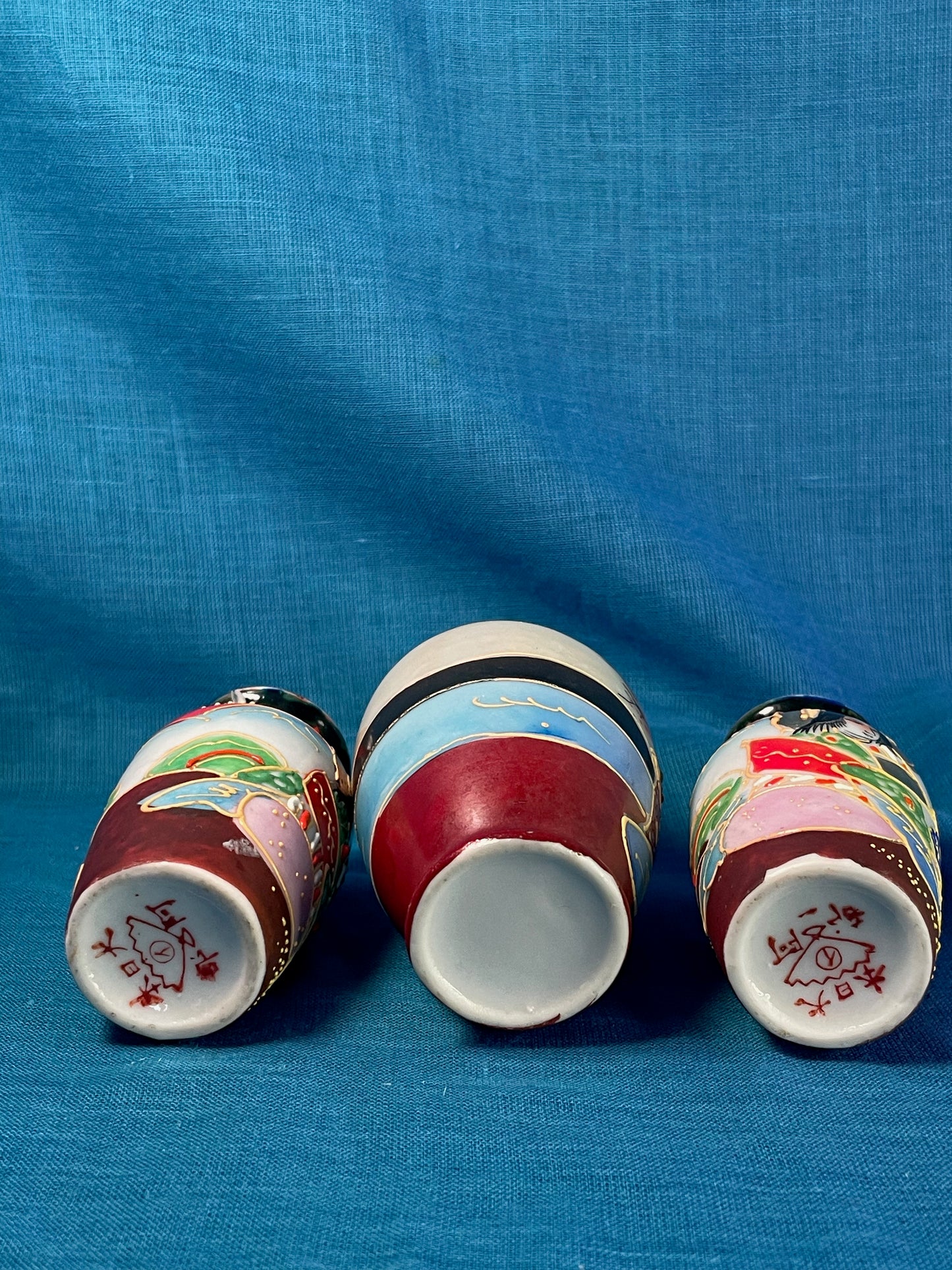 Japanse vaasjes Satsuma ( set van 3 )