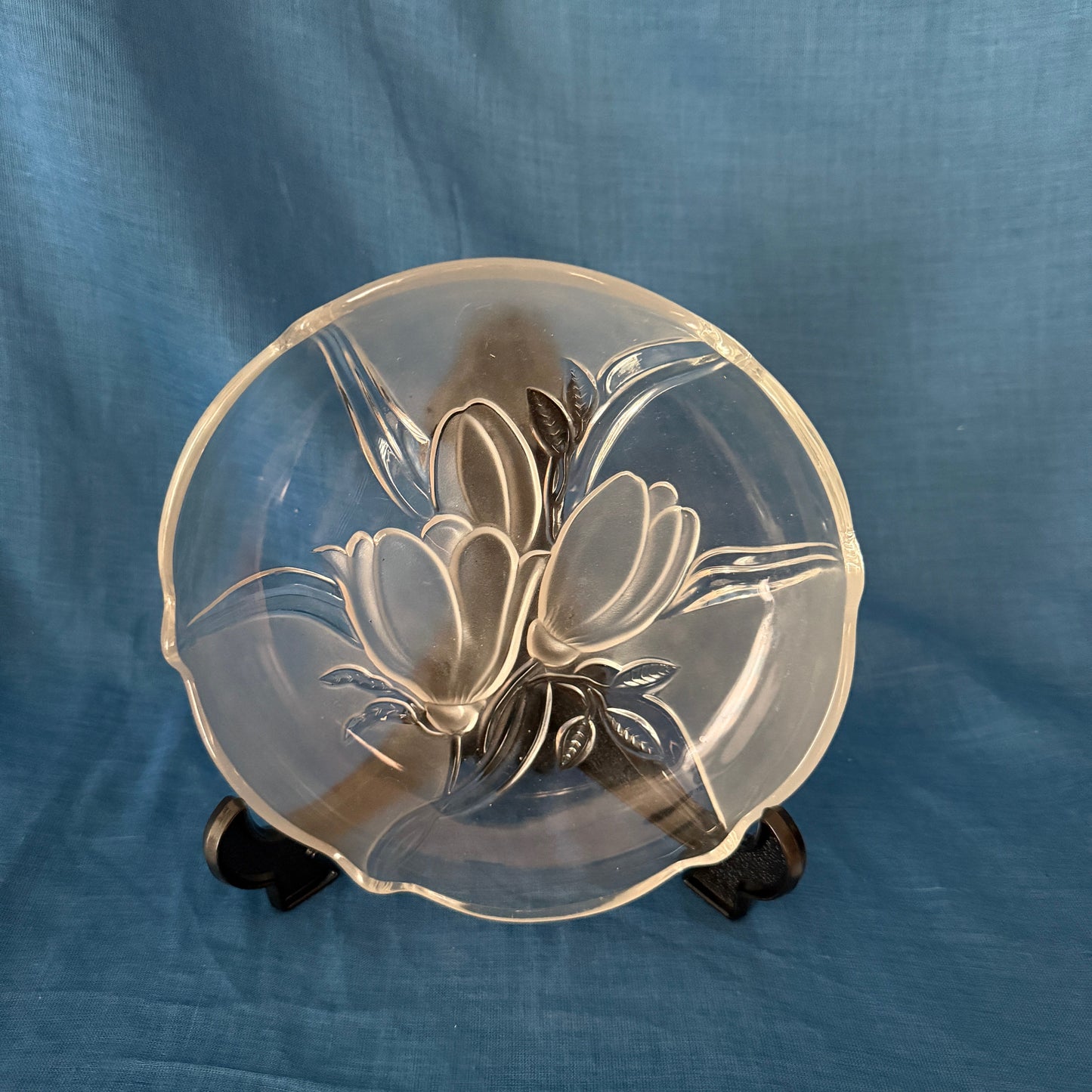 Glazen schaal bloemmotief Walther Crystal