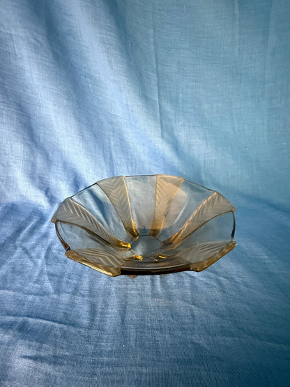 Glazen schaal gerookt glas Art Deco